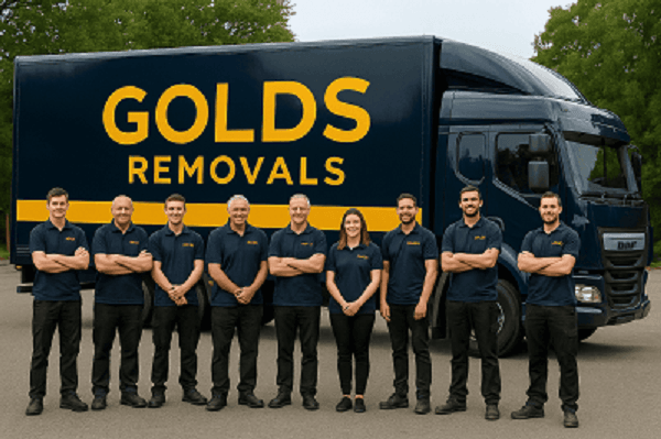 Gold’s Removals team carefully loading a van for a long distance move
